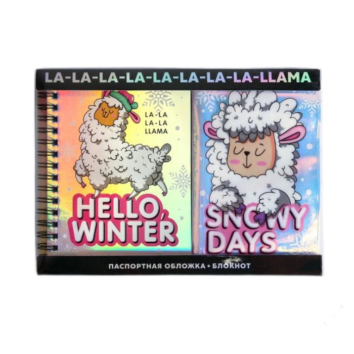 

Подарочный набор: голографический блокнот и обложка Hello winter, Разноцветный