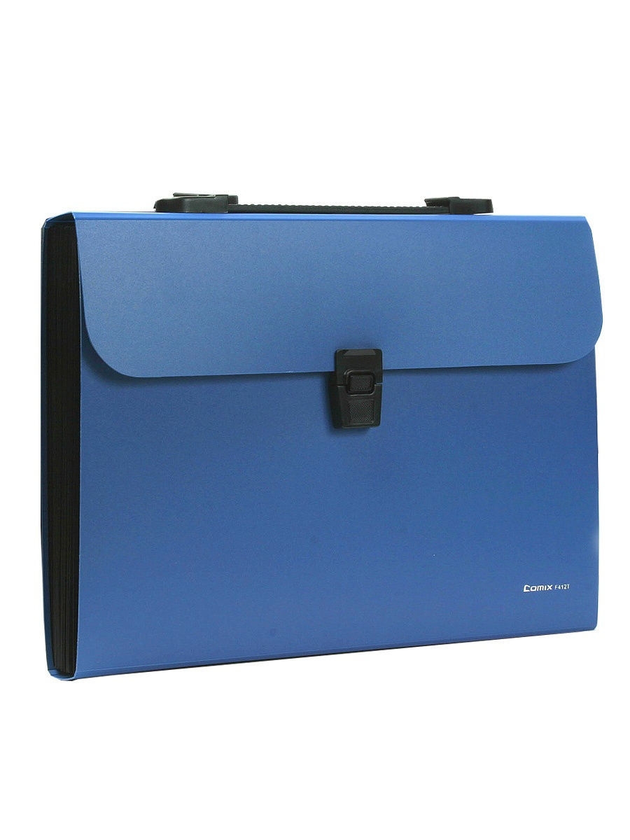 Папка-портфель для документов на 12 отделений А4 COMIX, синий