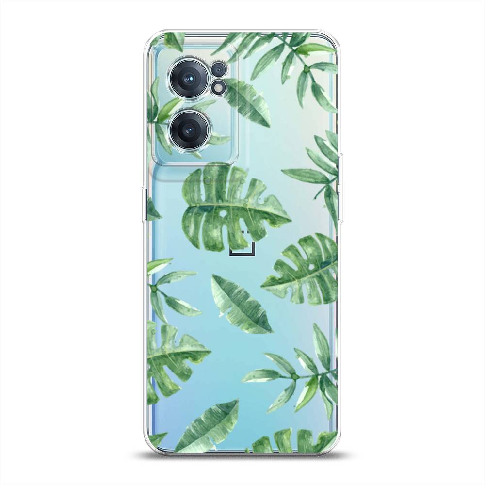 

Чехол Awog на OnePlus Nord CE 2 5G / ВанПлас Nord CE 2 5G "Нарисованные пальмовые листья", Зеленый, 152650-4