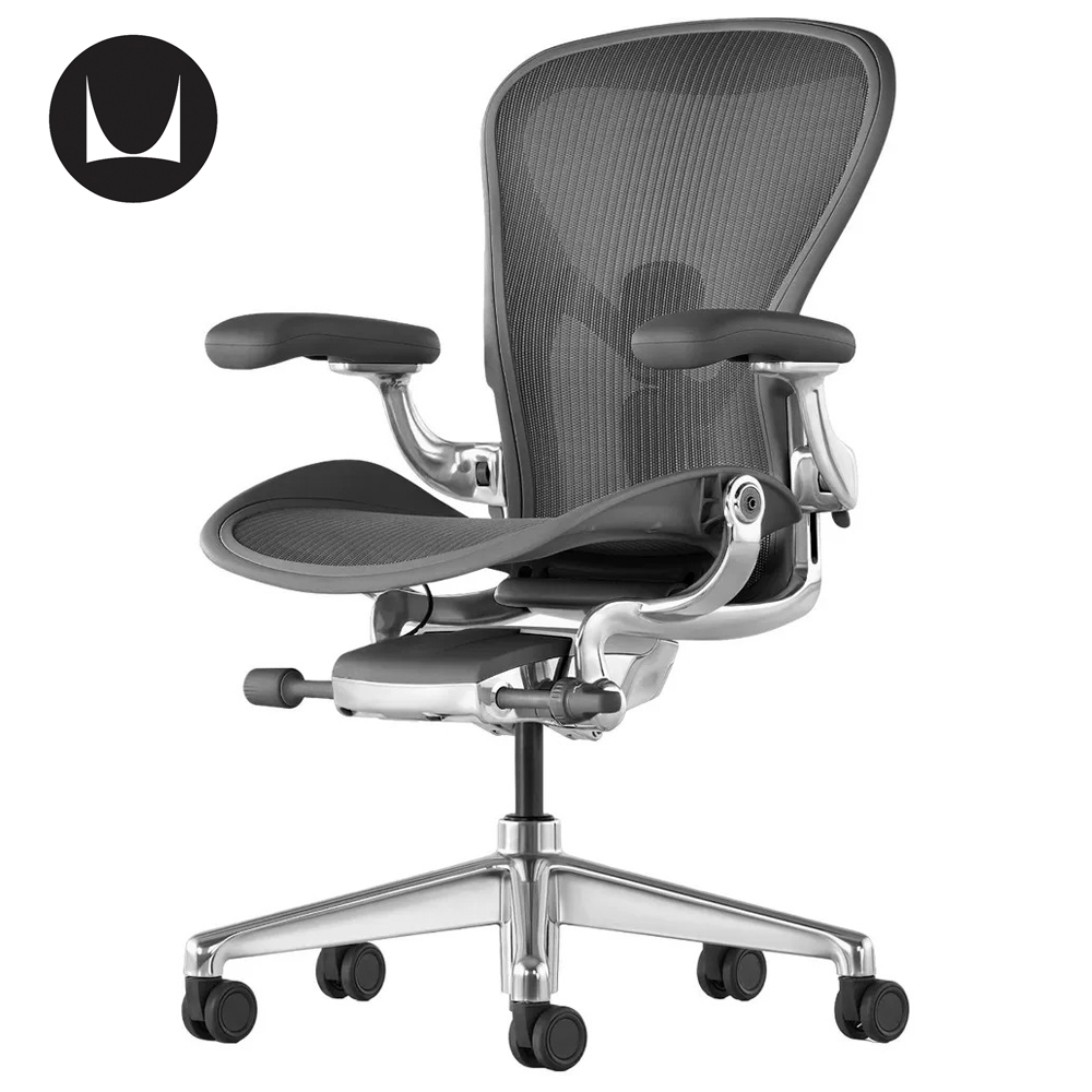 Кресло Herman Miller Aeron Carbon / Polished Aluminum, размер B