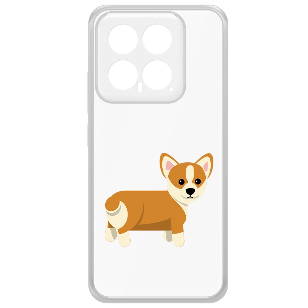 

Чехол-накладка Krutoff Clear Case Рисованный корги вид 1 для Xiaomi 14, Прозрачный