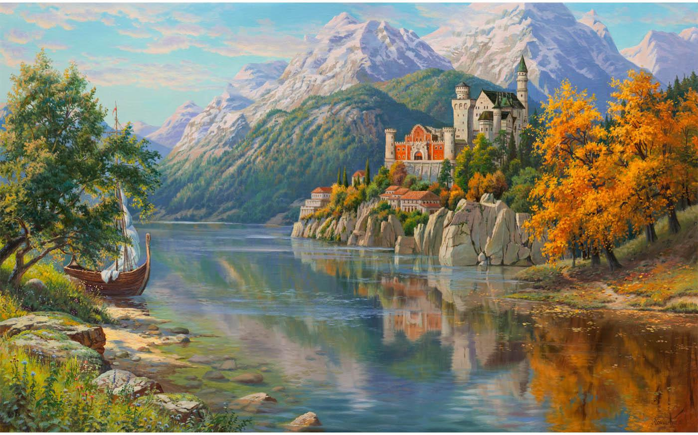 фото Картина по номерам molly «замок в горах» холст на подрамнике, 40х50 см