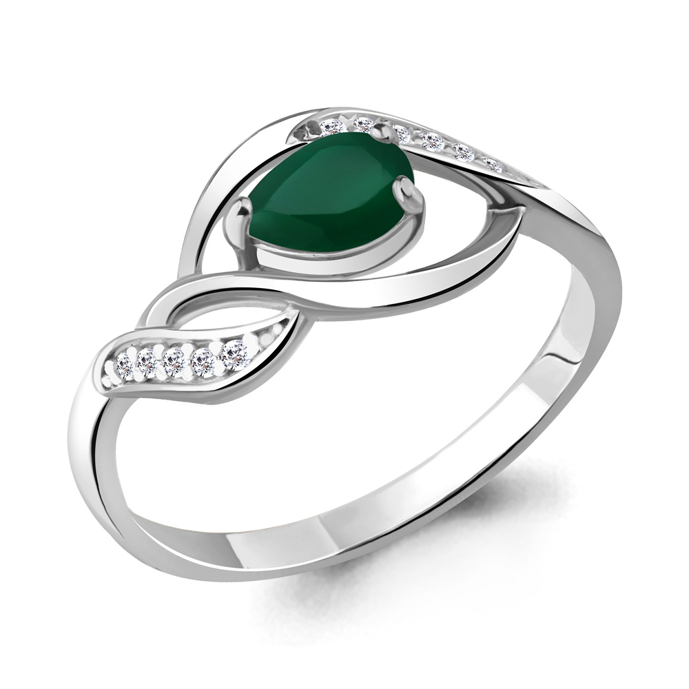 

Кольцо из серебра с агатом/фианитом р., Aquamarine 6901109А, 6901109А_925_р