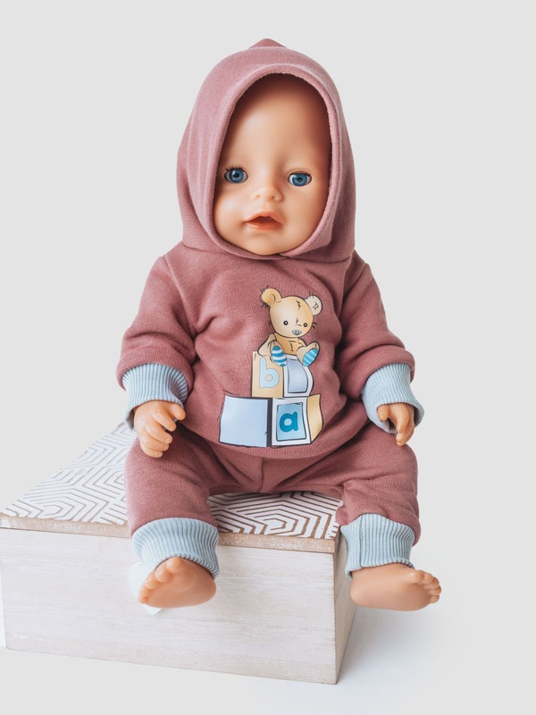 

Одежда для куклы Richline Baby Born 43 см, Х-135 Пыльная-роза-серо-голубой, Х-135