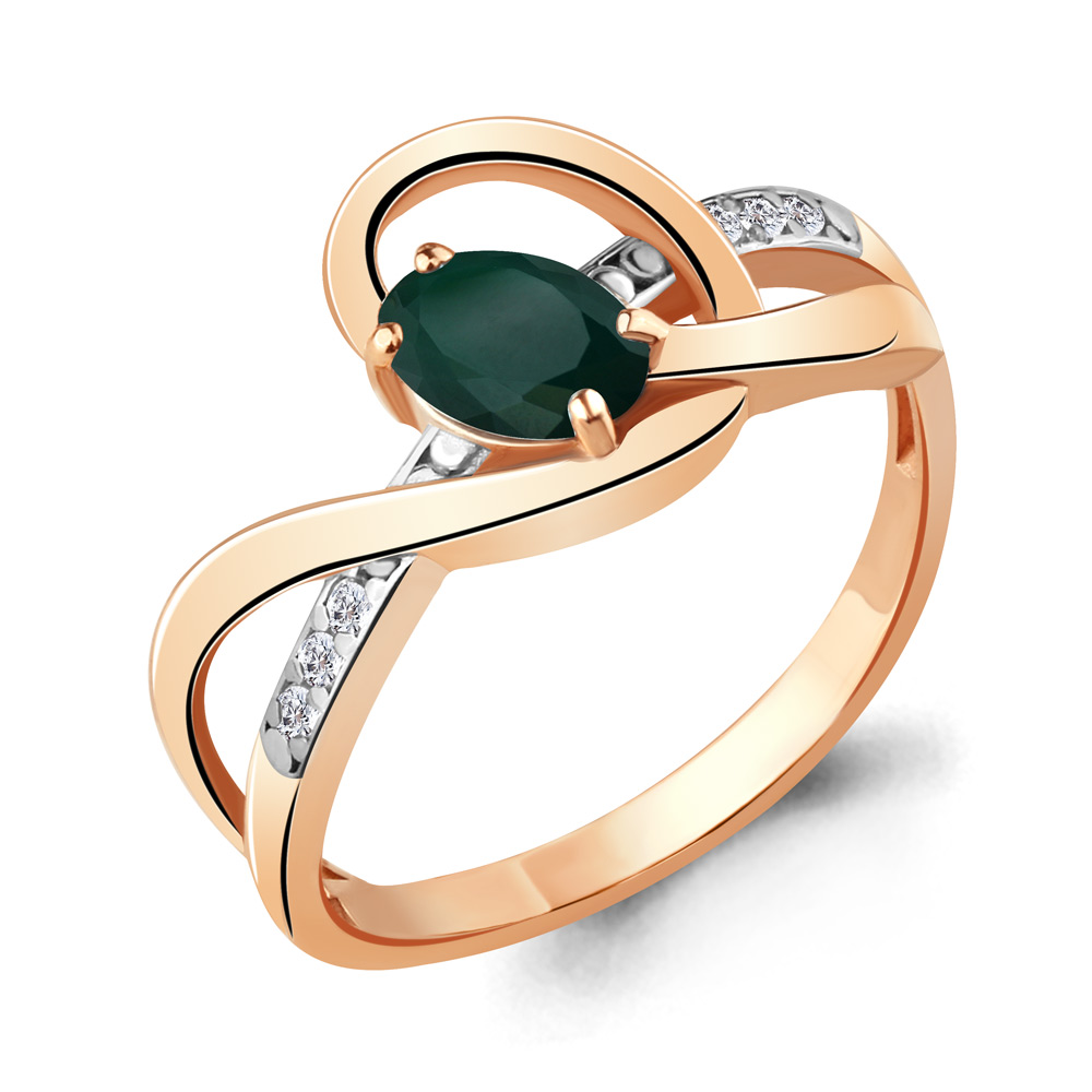 

Кольцо из серебра с агатом/фианитом р., Aquamarine 6920309А, 6920309А_925_з