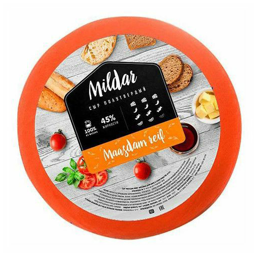 

Сыр твердый Mildar Maasdam reif 45% БЗМЖ