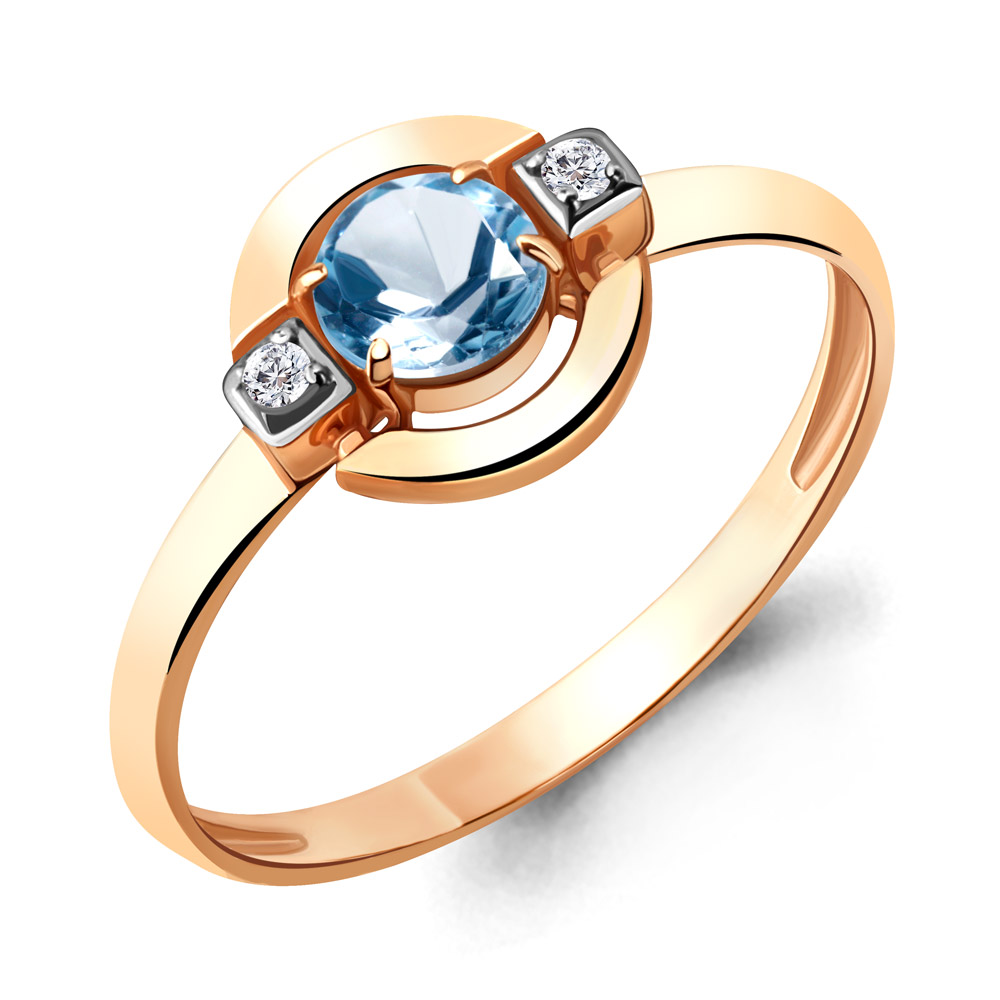 

Кольцо из серебра с топазом/фианитом р., Aquamarine 6912205А, 6912205А_925_з