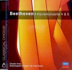 

Beethoven. Piano concertos Nos. 4, 5. Arrau. Staatskapelle Dresden. Davis., 1 CD