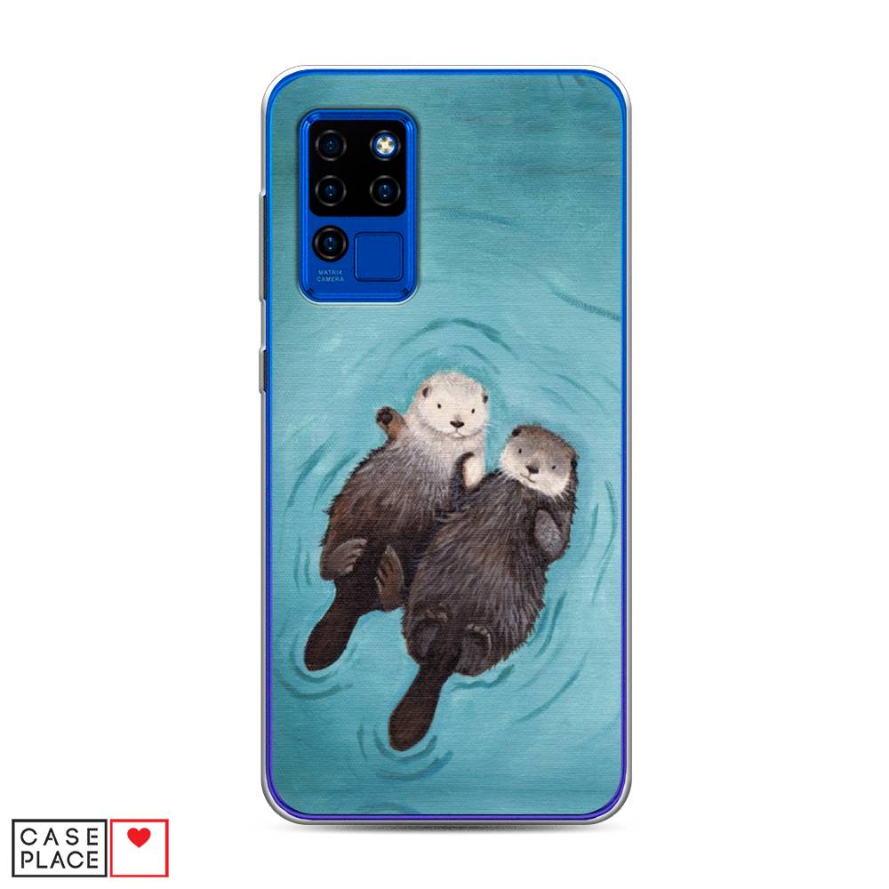 

Чехол Awog на Oukitel C21 / Оукитель C21 "Парочка бобров", Голубой, 230350-10