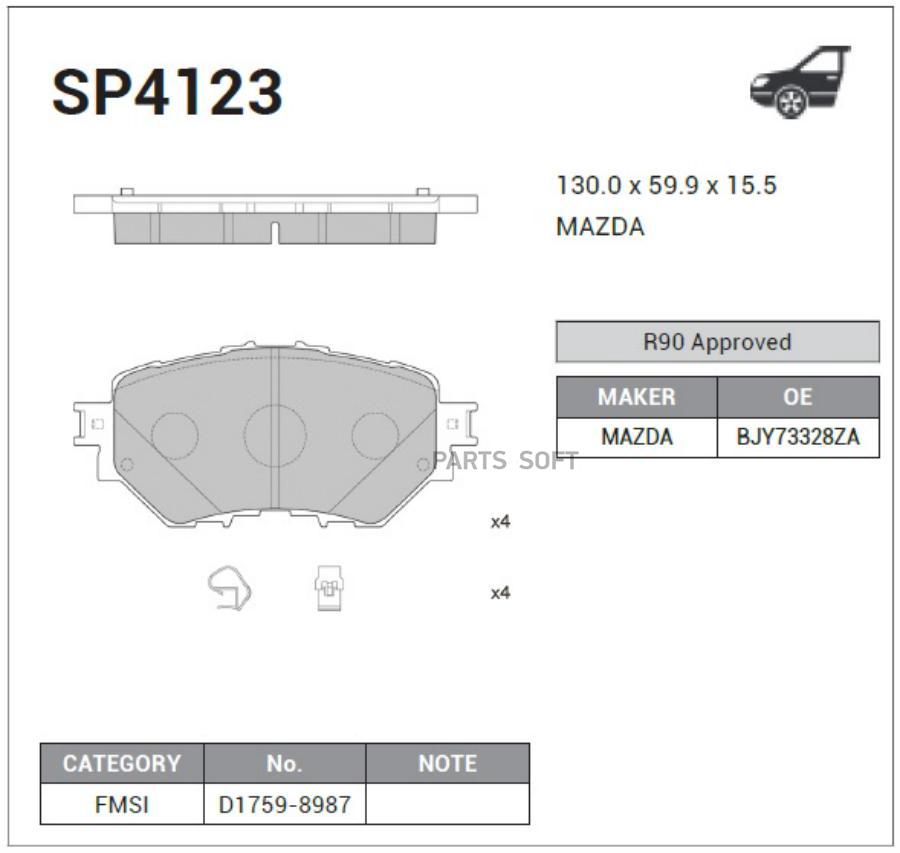 

Тормозные колодки Sangsin brake передние sp4123