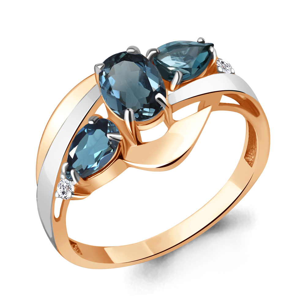 

Кольцо из серебра с топазом/фианитом р. Aquamarine 6906808, 6906808_925_з