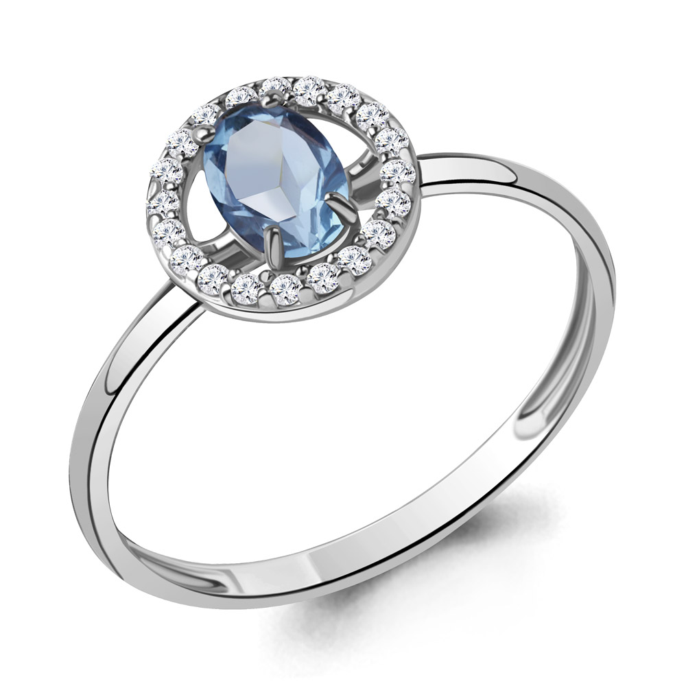 

Кольцо из серебра с топазом/фианитом р. Aquamarine 6901005А, 6901005А_925_р