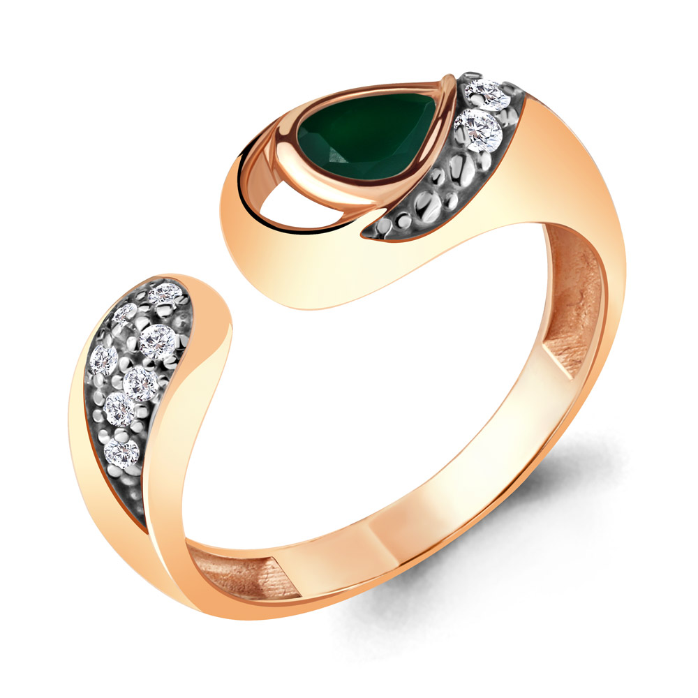 

Кольцо из серебра с агатом/фианитом р. Aquamarine 6915009А, 6915009А_925_з
