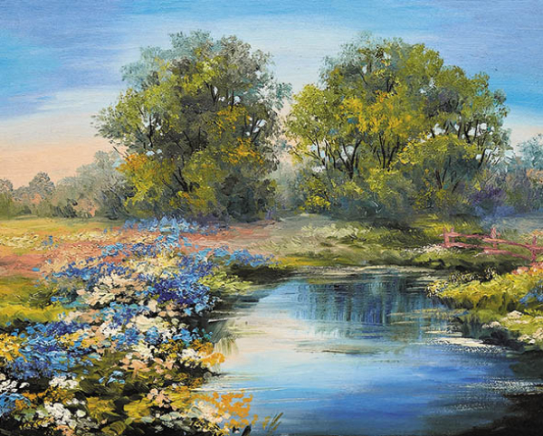 фото Картина по номерам цветной премиум «летняя река» холст на подрамнике, 40х50 см