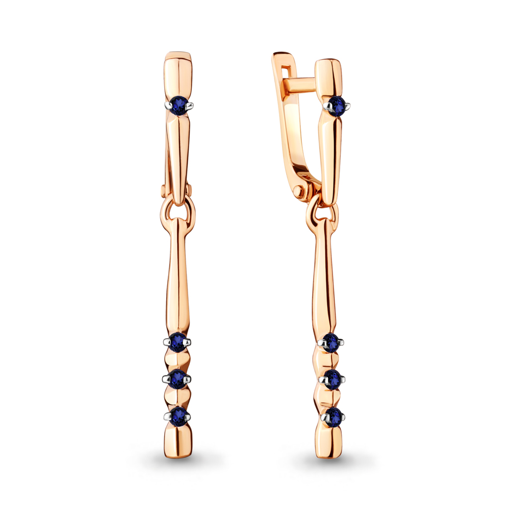 

Серьги подвески из красного золота с сапфиром Aquamarine 941849к, 941849к_585_кз