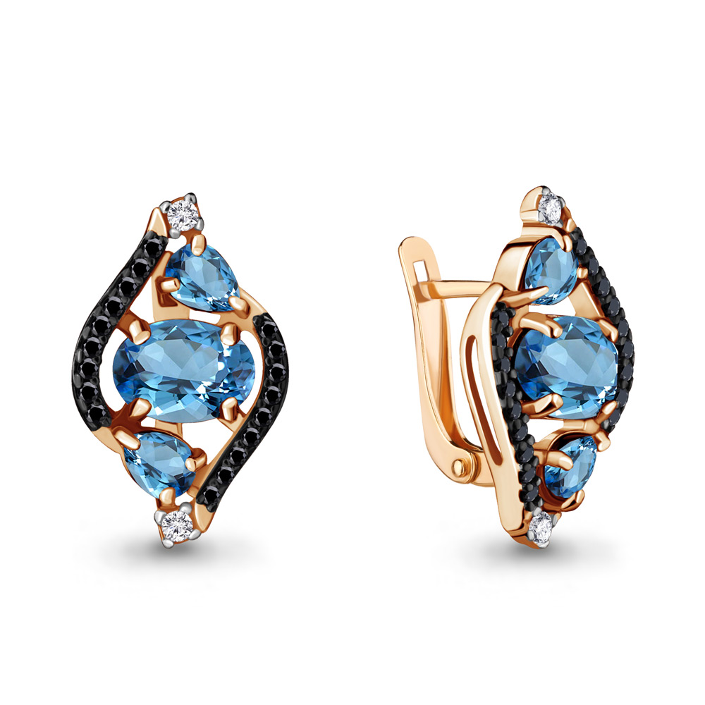 

Серьги из серебра с топазом/фианитом/нанокристаллом Aquamarine 4474605Ч, 4474605Ч_925_з