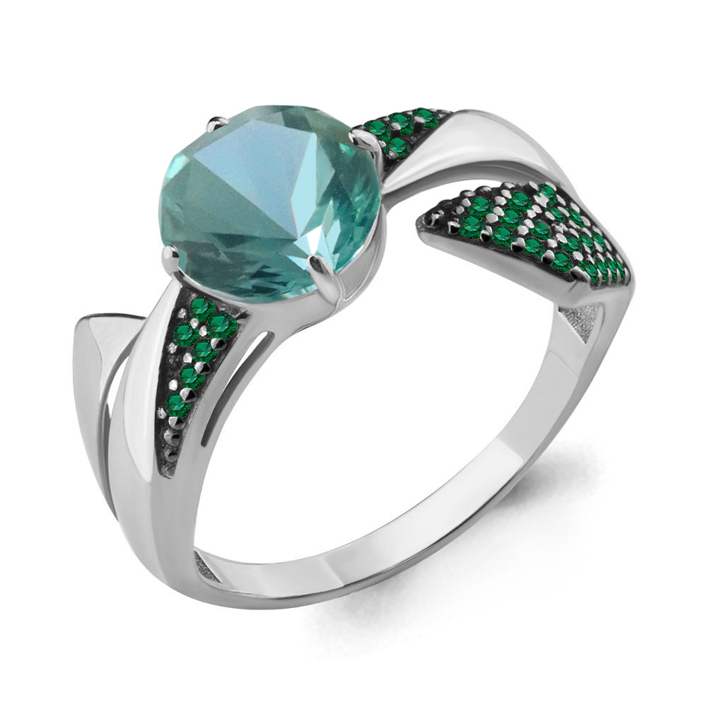 

Кольцо из серебра с турмалином искусственным р., Aquamarine 6902188Г, 6902188Г_925_р