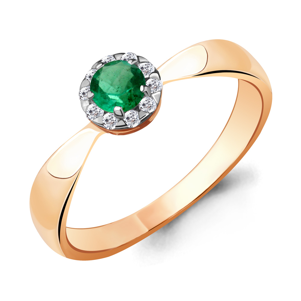 

Кольцо из красного золота с бриллиантом/изумрудом р., Aquamarine 962236к, 962236к_585_кз