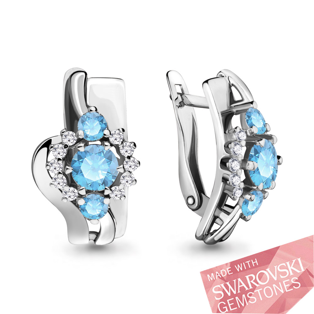 

Серьги из серебра с топазом/фианитом Aquamarine 4588824А, 4588824А_925_р