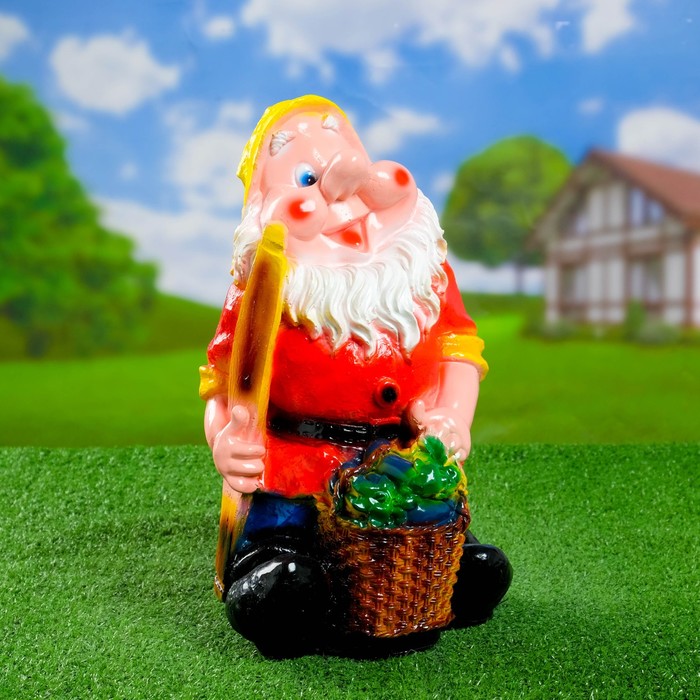 

Садовая фигура "Гном с баклажанами" 37х15х21см, Разноцветный