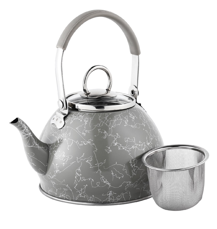 Заварочный чайник KELLI Classic Black 1.5L Stainless Steel