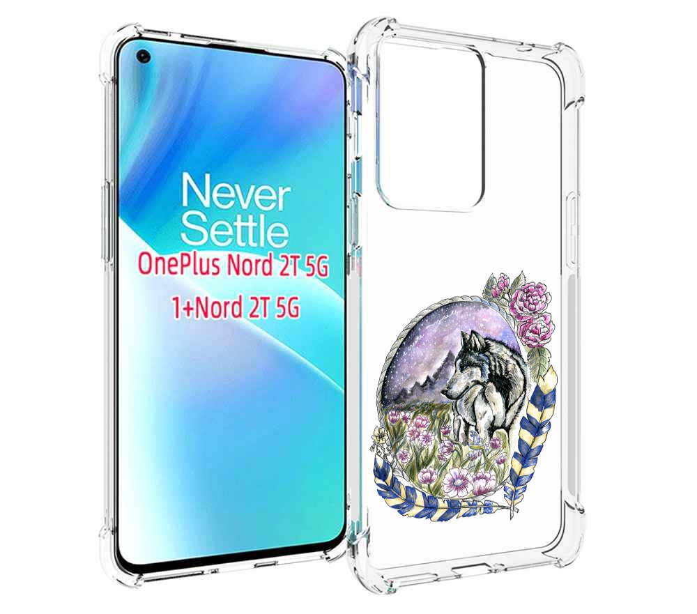 

Чехол MyPads нарисованный волк в цветах с перьями для OnePlus Nord 2T, Прозрачный, Tocco