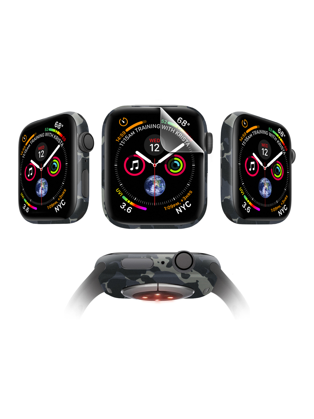 

Защитная пленка MOCOLL для Apple Watch 44mm Glossy (4шт) Хаки Черный