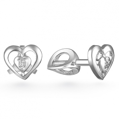 

Серьги Сердечки с 2 фианитами из серебра Высоковы СД-1-025, СД-1-025