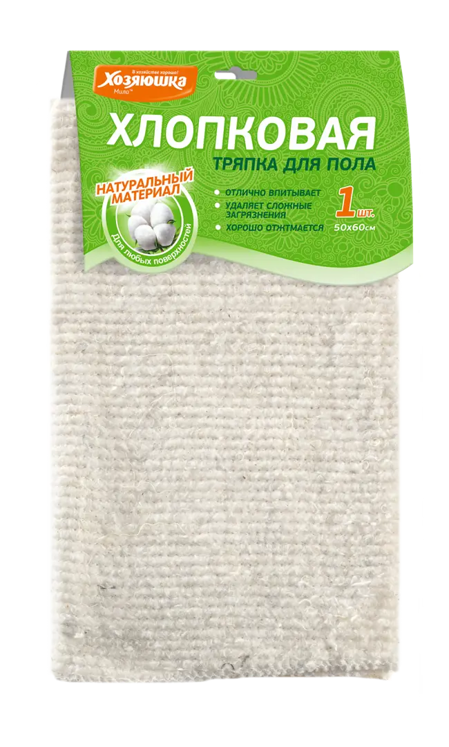 

Тряпка для пола Хозяюшка Мила хлопок 50x60 см