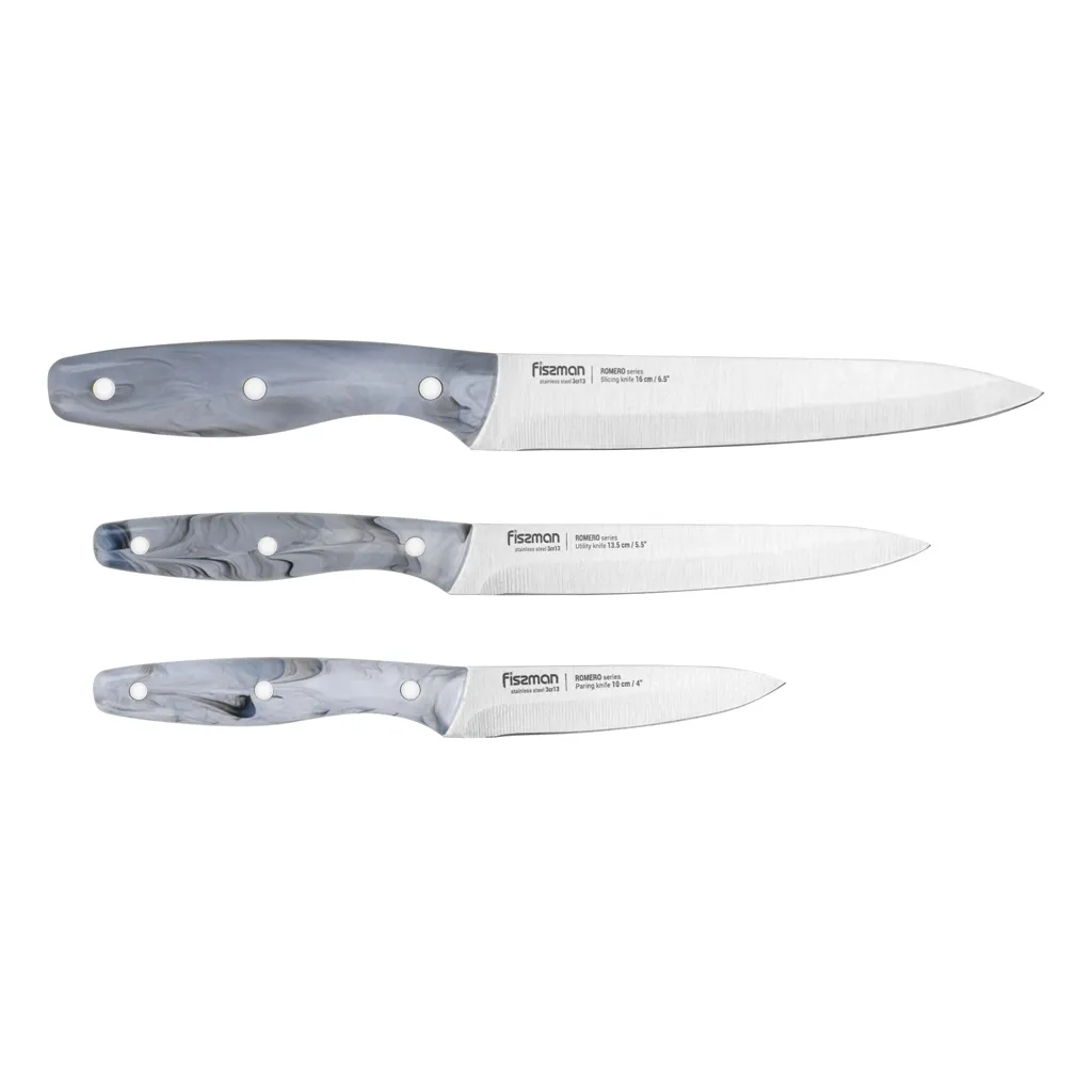 Набор ножей из 3х штук Fissman Romeo 16см 13.5см 10см 3CR13 сталь (2702_)