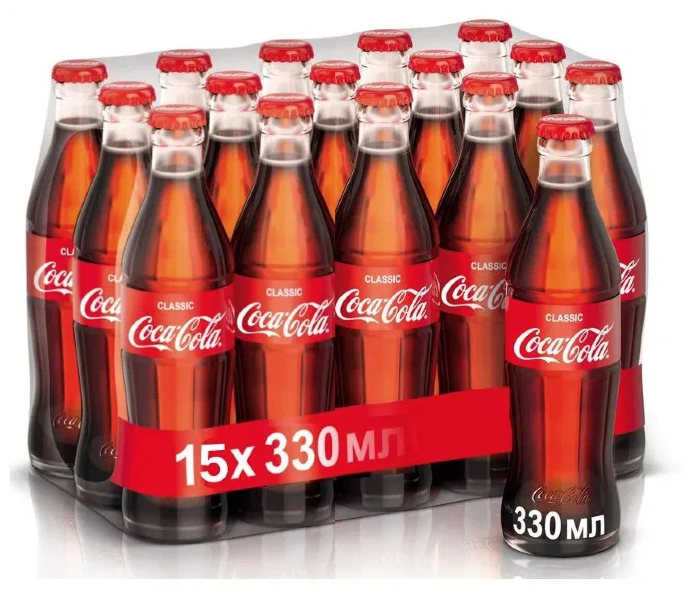 

Газированный напиток Coca-Cola classic, Кока-Кола 15 шт x 0,33 л стекло, кола