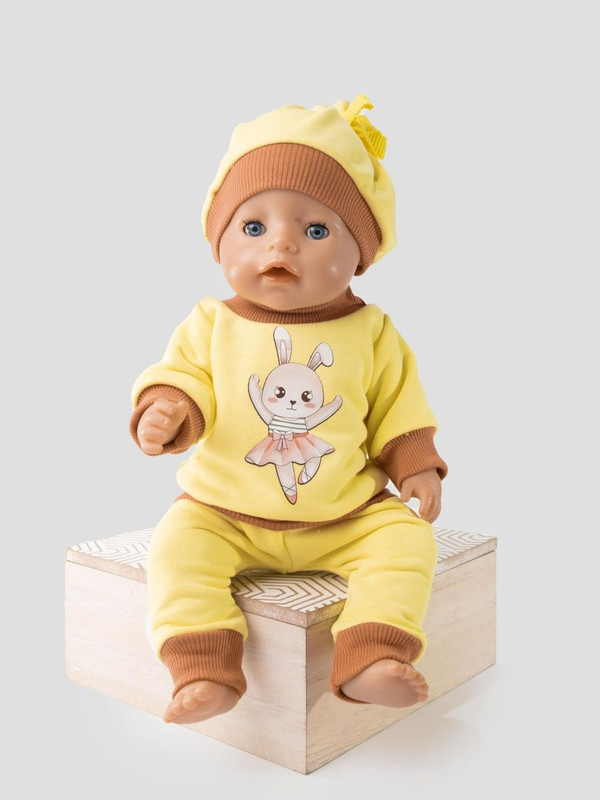 

Одежда для куклы Richline Baby Born 43 см, Х-777-1 Желтый-охра-зайка, Х-777-1