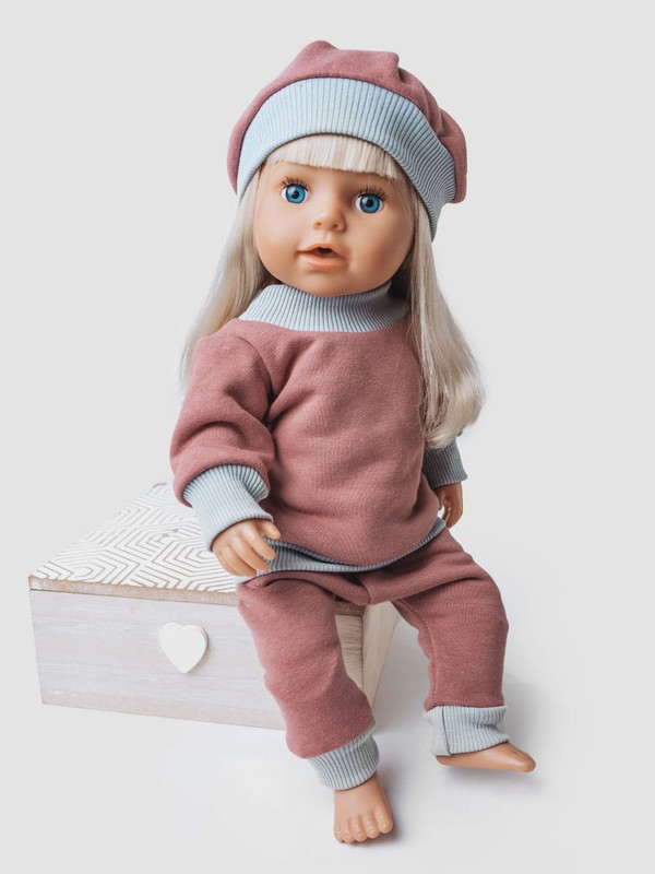 

Одежда для куклы Richline Baby Born 43 см, Х-777-1 Пыльная-роза-серо-голубой, Х-777-1