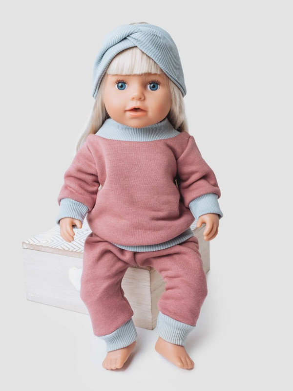 

Одежда для куклы Richline Baby Born 43 см, Х-992 Пыльная-роза-серо-голубой, Х-992