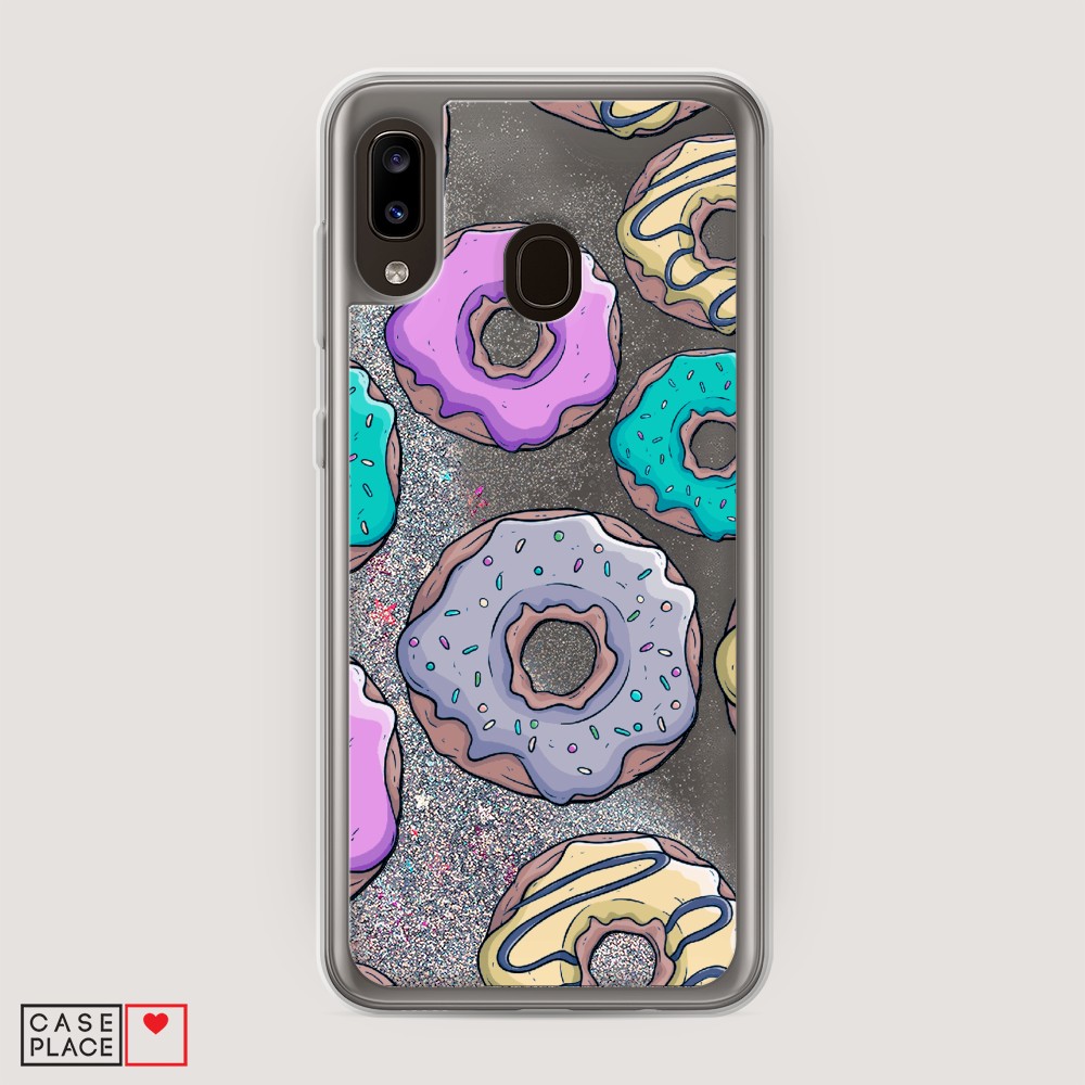 

Жидкий чехол с блестками "Разноцветные пончики в глазури 2" на Samsung Galaxy A30, 27591-1