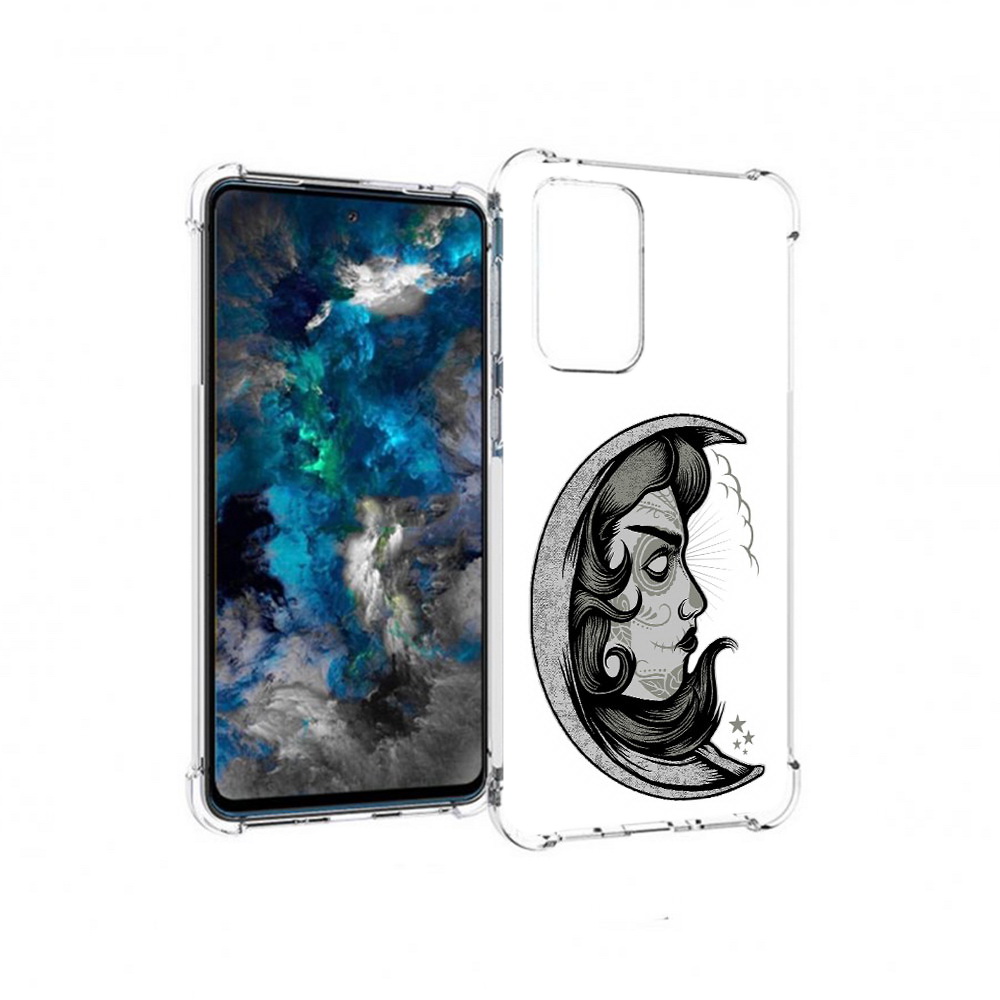 

Чехол MyPads Tocco для Samsung Galaxy A33 5G черно белая луна с лицом, Прозрачный, Tocco