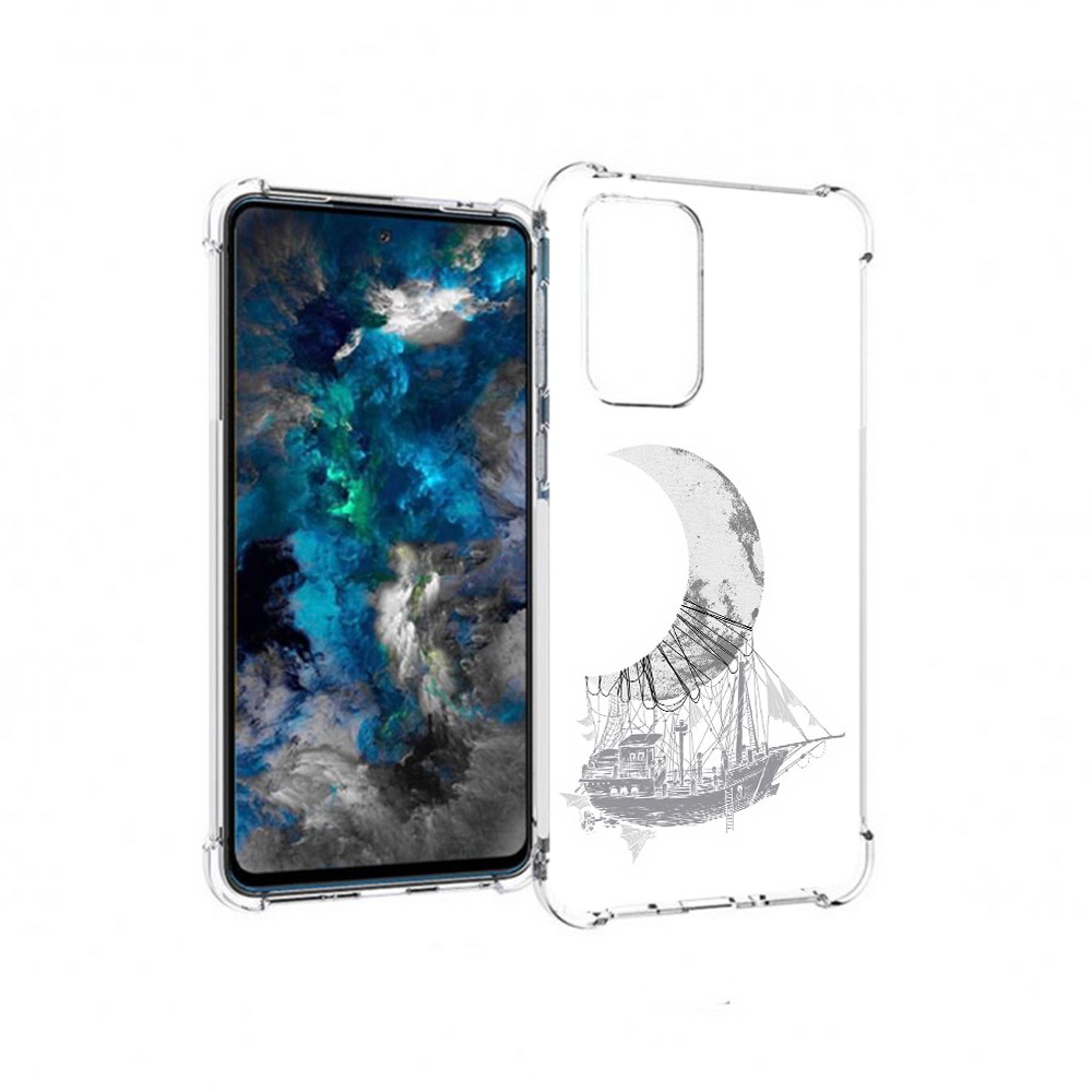 

Чехол MyPads Tocco для Samsung Galaxy A33 5G черно белый корабль полумесяц, Прозрачный, Tocco
