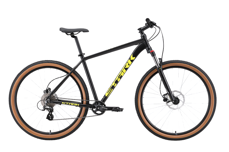 Велосипед Stark'24 Hunter 29.3 HD черный/кислотно-желтый, рост 20