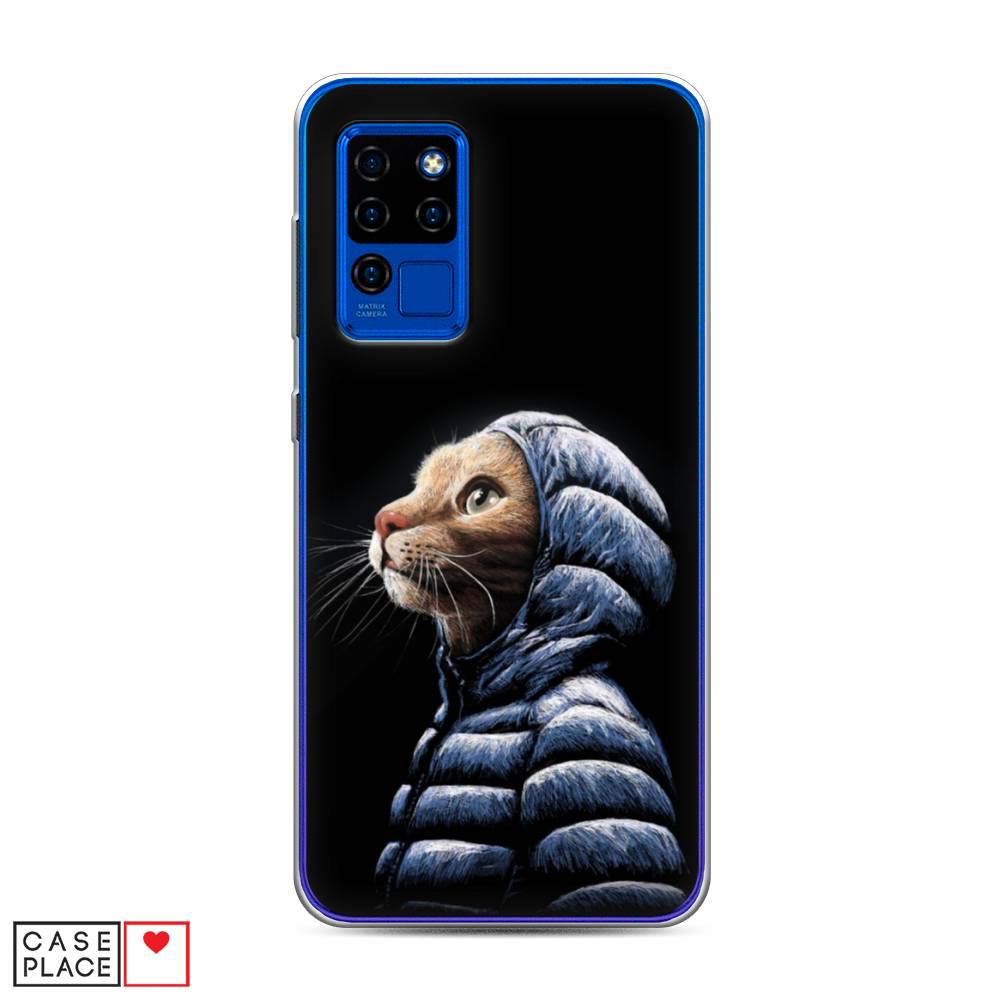 

Чехол Awog на Oukitel C21 / Оукитель C21 "Кот в капюшоне", Черный;бежевый;синий, 230350-2