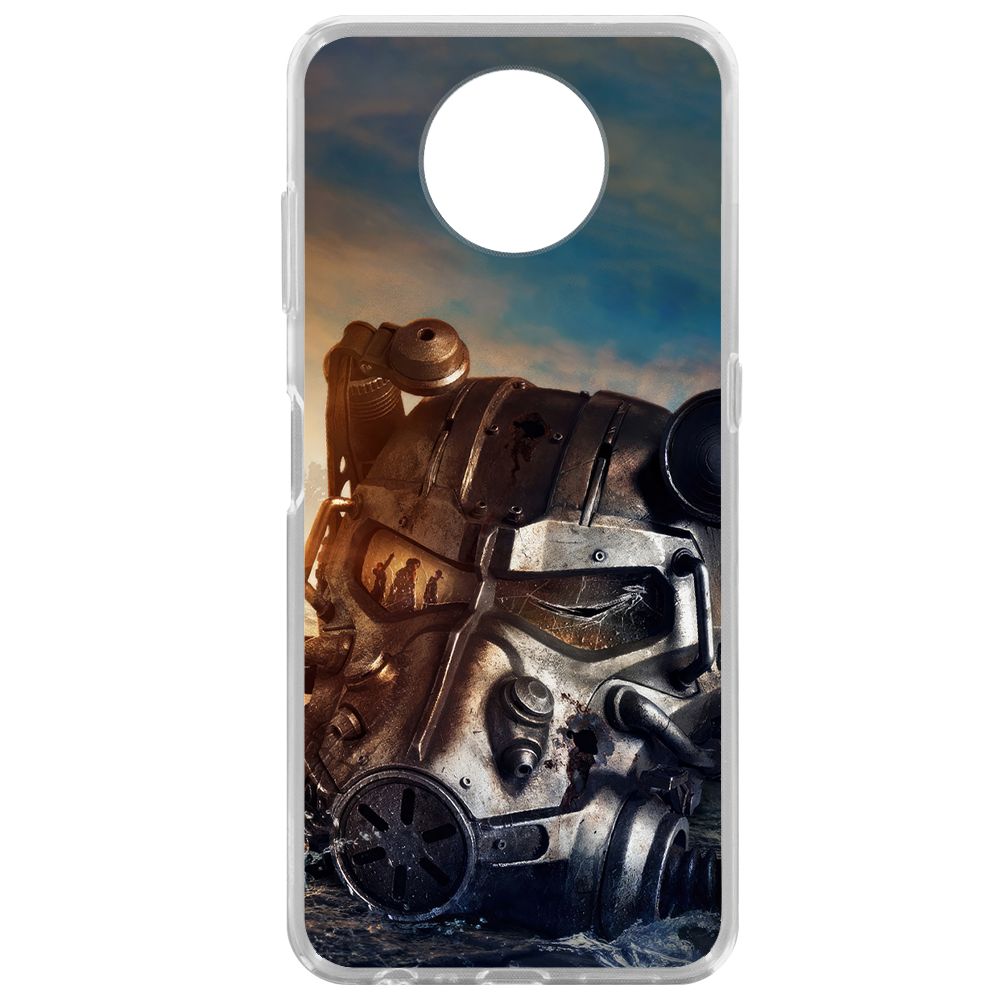 

Чехол-накладка Krutoff Clear Case Фоллаут (Fallout) - Шлем Т-60 для Nokia G10, Прозрачный