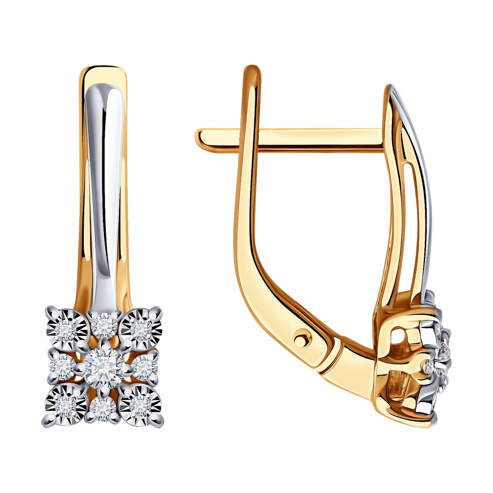 

Серьги из комбинированного золоа Diamant 51-220-02039-1, бриллиант, 51-220-02039-1