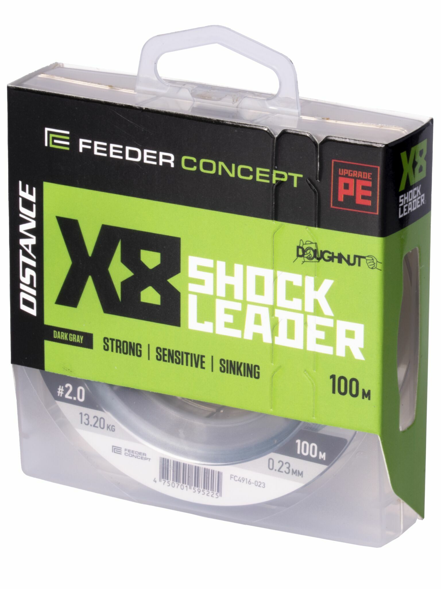 Рыболовная леска Feeder Concept Flat Method х8 Shock Leader 100 м, 0,23 мм Dark Gray