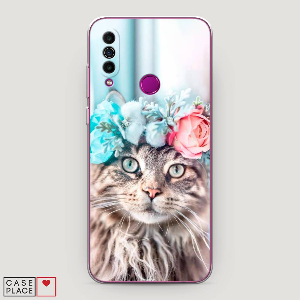 

Чехол Awog на Meizu M10 "Кот в венке", Серый;голубой;розовый, 73850-2