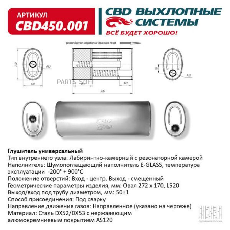 

Глушитель CBD450.001. Овал D272170, L520/50 ц/с ВЕС