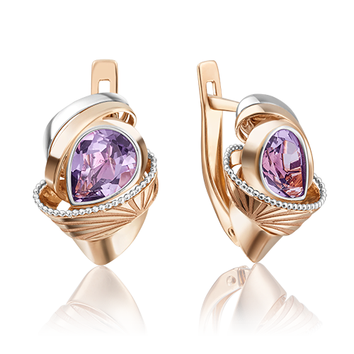

Серьги из золота PLATINA jewelry 02-4026, аметист, 02-4026