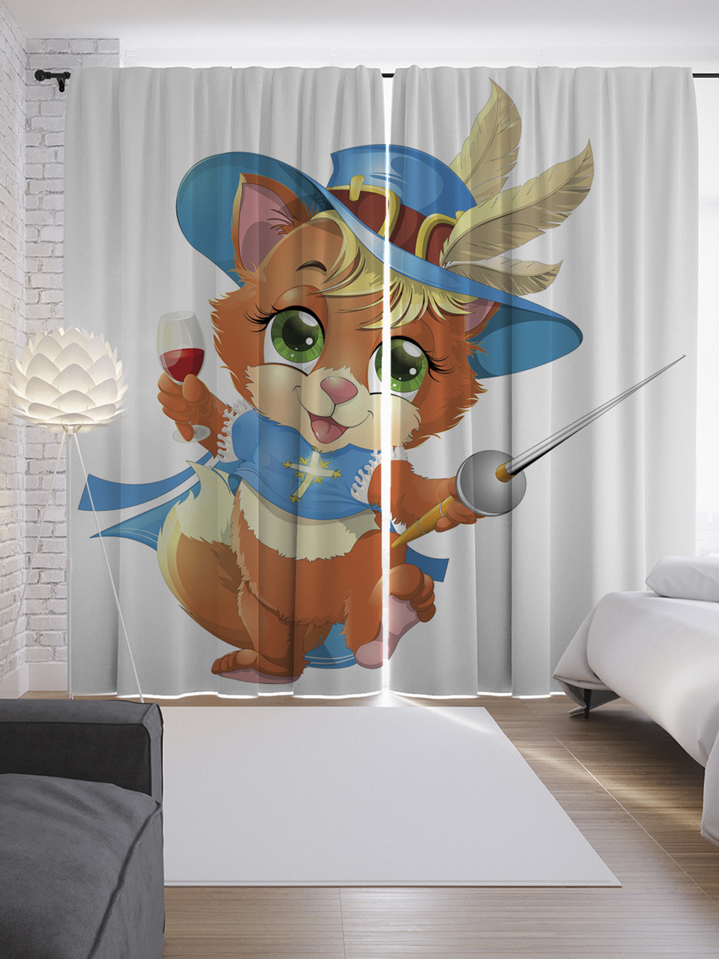 

Шторы с фотопечатью "Кот мушкетер" из сатена, 290х265 см