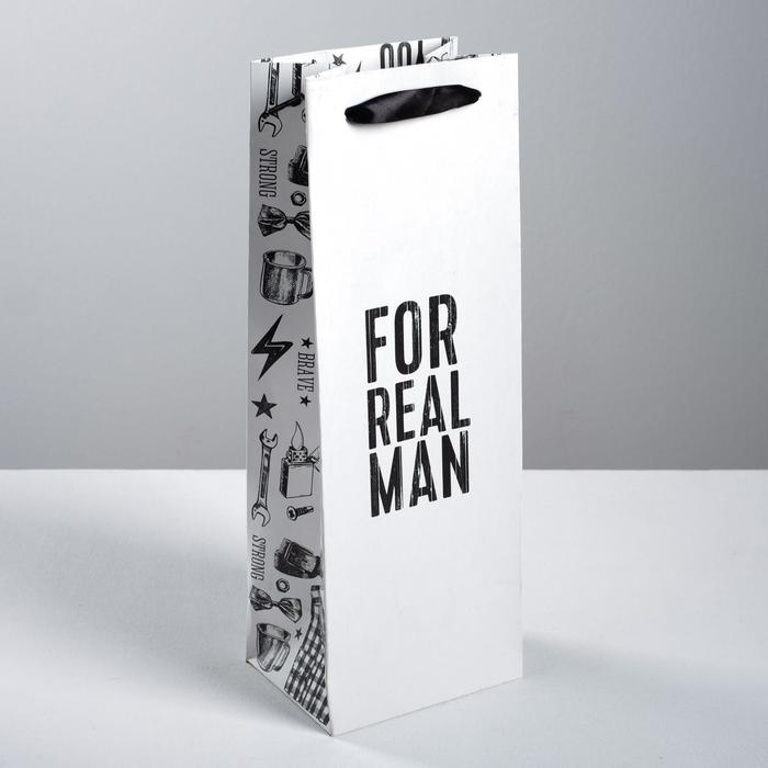 

Пакет под бутылку Дарите Счастье For real man 36  13  10 см, Белый