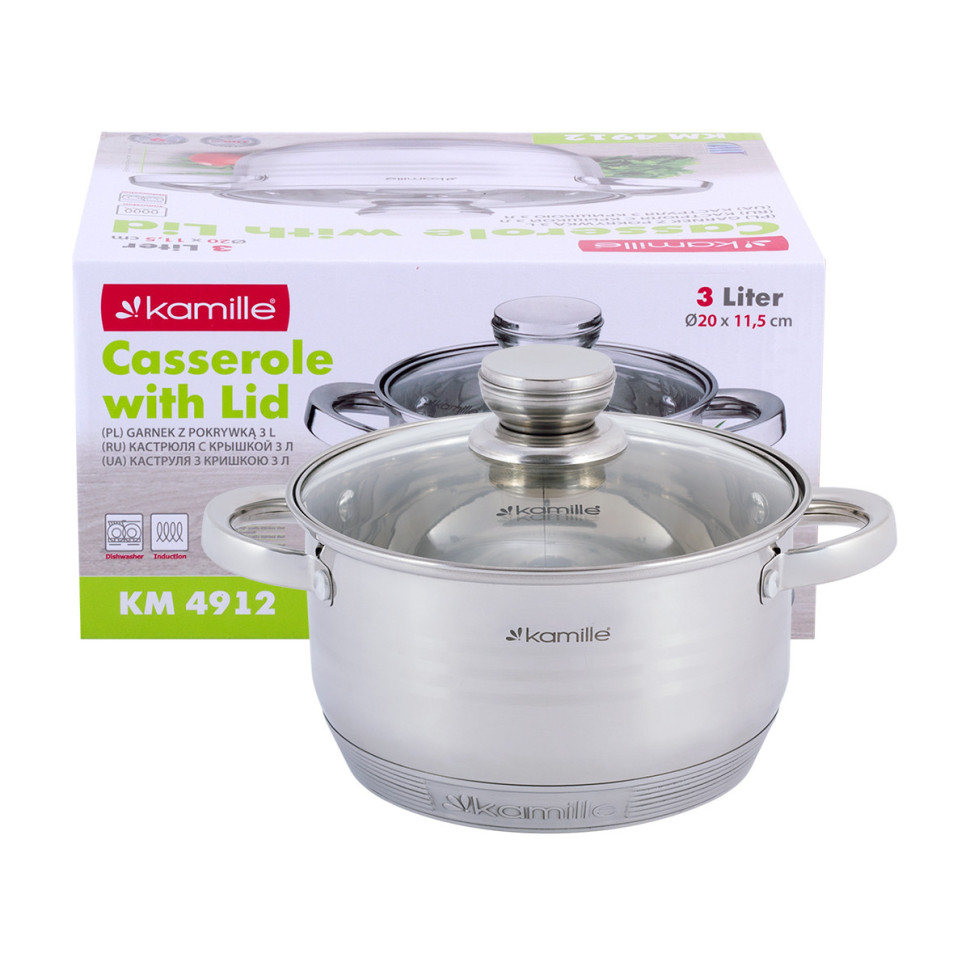 

Кастрюля Kamille 3 л с крышкой и полыми ручками 925417