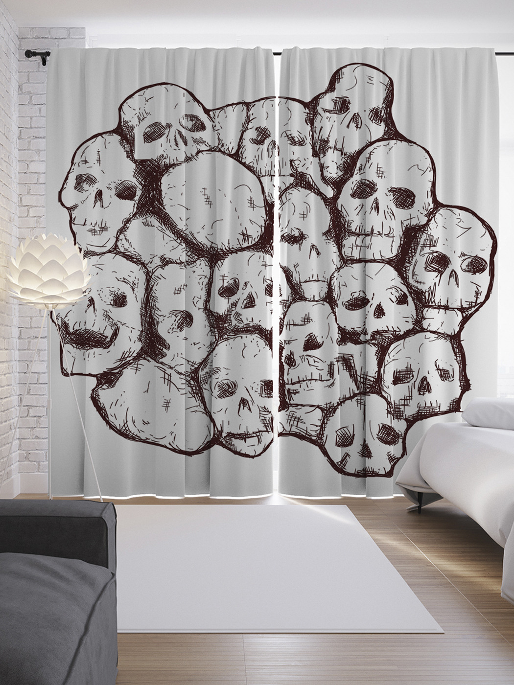 

Шторы с фотопечатью "Раскопанные черепа" из сатена, 290х265 см