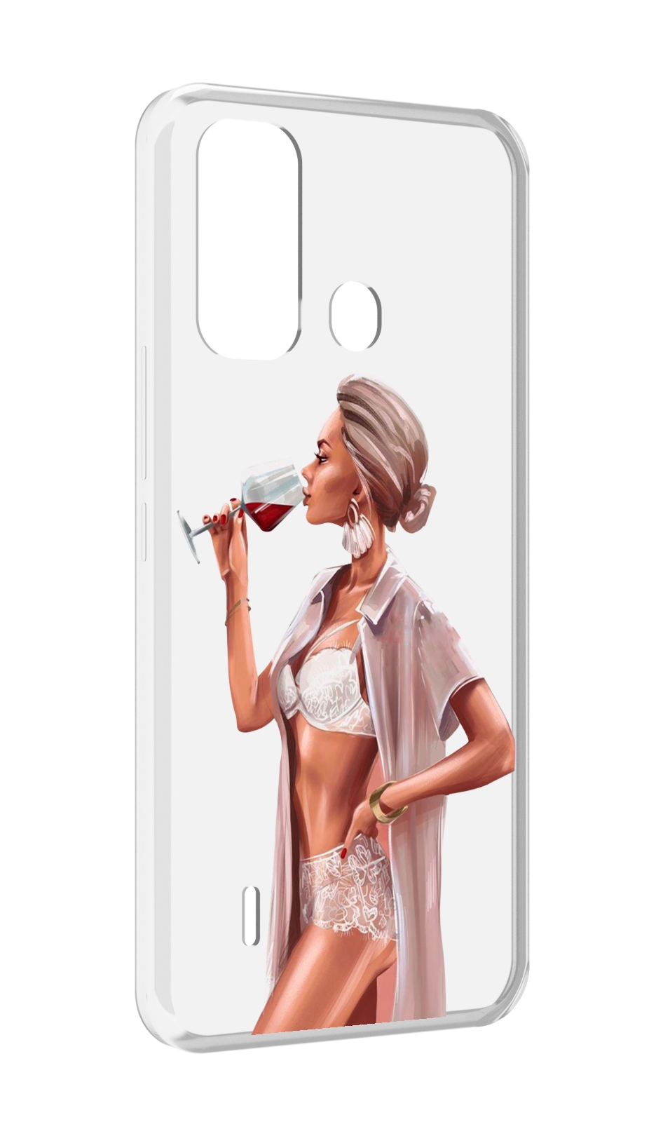 

Чехол MyPads Девушка-с-вином женский для ITEL A49 / A58 / A58 Pro, Прозрачный, Tocco